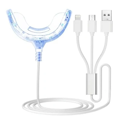 Image of FiTspi Teeth Whitening Accelerator Light, 16 Blue LED Light Oral Care Tray, Portable Enhancement Lamp Gel Cold Tooth Yellowing Removal Compatible with iOS/Android/USB