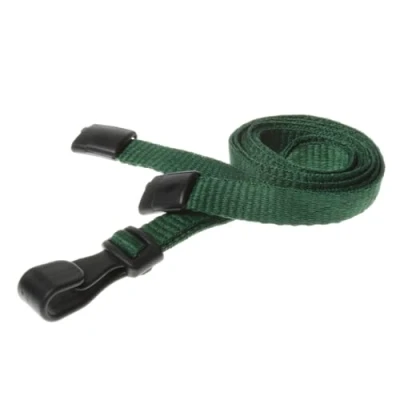 Image of Customcard M01G10 Neck Lanyard for ID Badge Holders with Safety Breakaway Clip Green (Pack of 10)