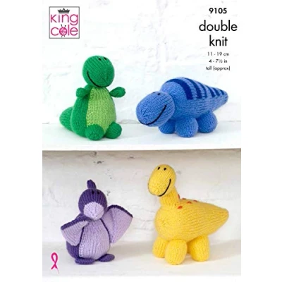Image of King Cole 9105 Knitting Pattern Childrens Dinosaur Toys in Big Value DK
