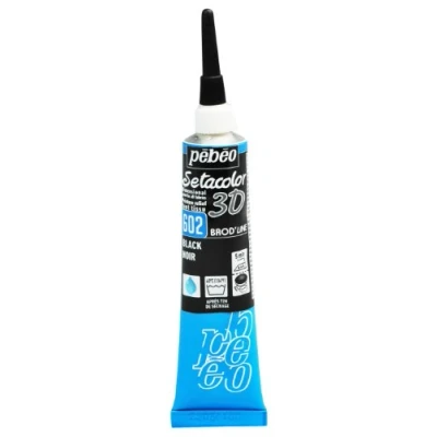 Image of Pebeo Setacolour 3D Brod&#039;Line Assorted Colours 20ML, BLACK
