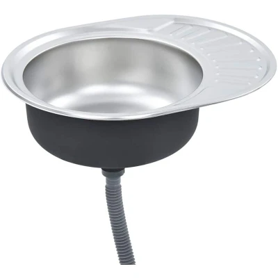 Image of vidaXL Kitchen Sink with Strainer and Trap Oval Stainless Steel