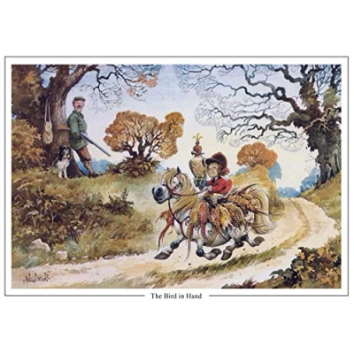 Image of &quot;The Bird in Hand&quot; by Norman Thelwell A5 shooting and falconry greeting card with envelope