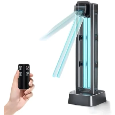 Image of HYLR UVC Germicidal UV lamp Remote Control Timer Disinfection Sterilizer Cleans Air Ozone &amp; Free Kill Remover Mold Flu 180 Rotation Bacterial dust Mites Germ Light 39W(Remote+no Ozone)