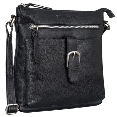 Image of STILORD &#039;Theodora&#039; Retro Leather Handbag Women Shoulder Bag Small for Leisure Shopping Evening Genuine Leather, Colour:black