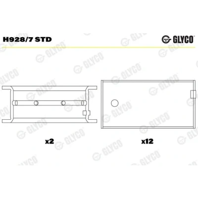 Image of 90110113100, 91110113300, 91110190200 Main Bearings, crankshaft GLYCO H928/7 STD