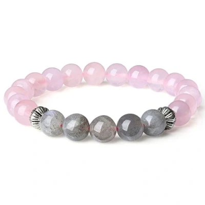 Image of COAI Women&#039;s Beaded Bracelet Crystal for Women Labradorite Rose Quartz S