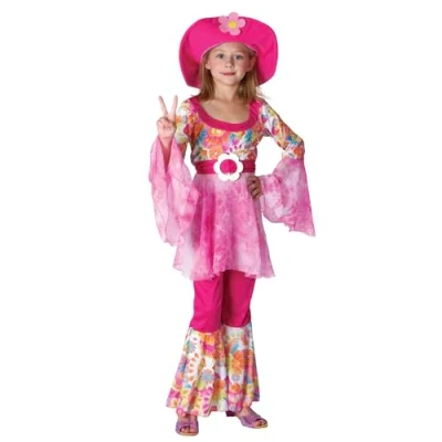 Image of Bristol Novelty CC909X Hippy Diva Kids Costume Fancy Dress, Multicolour, Age 10 12 Years Old