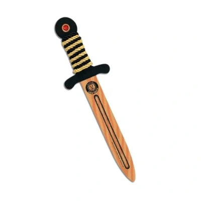 Image of Liontouch WoodyLion Toy Sword, Gold &amp; Black Small Woodlike Dagger with Gemstone in Flexible Foam For Toddler Boys Girls Safe Weapon Accessory Kid’s Pretend Play, Dress Up Knight Costumes