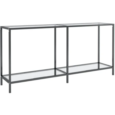 Image of vidaXL Console Table Transparent 160x35x75.5cm Tempered Glass