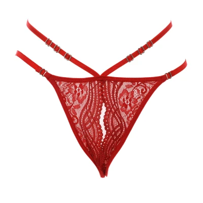 Image of Kisses&amp;Love Womens Lace culotte panties with ribbon at the waist 21687 woman Red Size Medium