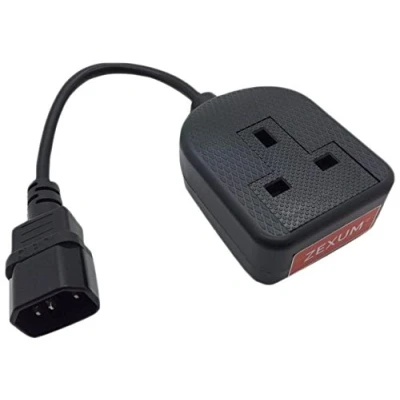Image of Zexum Deluxe IEC C14 Male to 13A 1 Gang UK Mains Socket Adapter 0.25 Meter