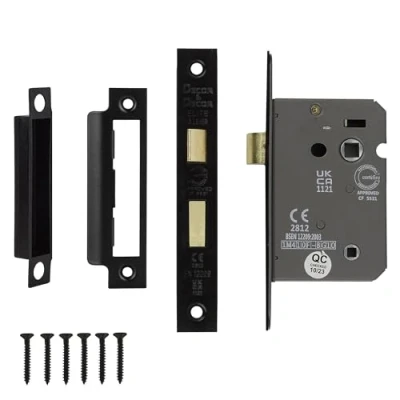 Image of Decoranddecor Bathroom Mortice Lock 2.5inch / 64mm Matt Black Fire Rated UKCA &amp; CE Approved
