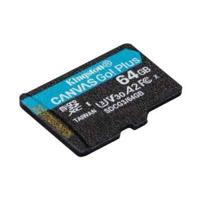 Image of Kingston Canvas Go! Plus microSD memory card Class 10, UHS I 64GB microSDXC 170R A2 U3 V30 Single Pack w/o ADP