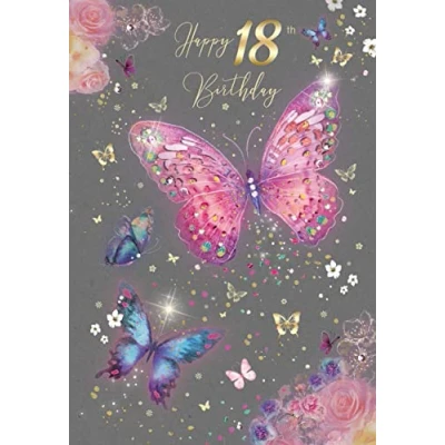 Image of Luxury 18th Birthday Greeting Card From The Grace Range Gold Foil and Glitter Finish Envelope