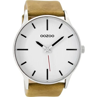Image of Oozoo Men&#039;s Watch with Leather Strap 48 mm White/Brown C9050, Strap.