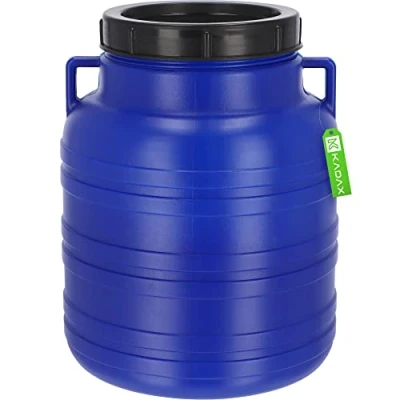 Image of KADAX Plastic Barrel 10L, Large Water Container with Lid, Multifunctional Drum Wide Opening for Pickle Fermentation and Food Storage (Blue)