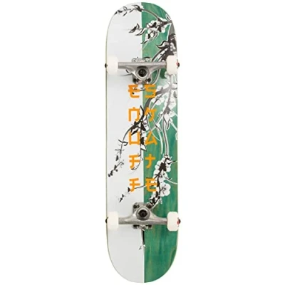 Image of Enuff Skateboards Cherry Blossom Complete Unisex Adult Skateboard White/Teal (Multicolour), 8 x 32 inches