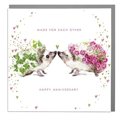 Image of Hedghogs Anniversary Card with Grey Envelope by Lola Design