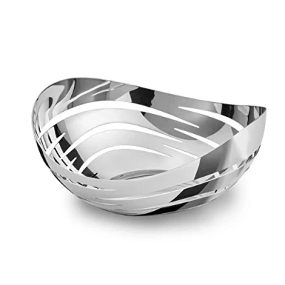 Image of Robert Welch Drift Basket. Width 22cm. Made from Stainless Steel. Ideal for Serving Salad or Fruit.