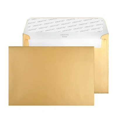 Image of Blake Creative Shine C6 114 x 162 mm 130 gsm Peel &amp; Seal Wallet Envelopes (113) Metallic Gold Pack of 500