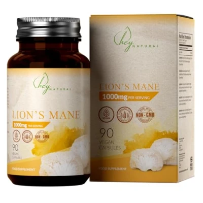 Image of HN Lions Mane 90 Capsules 1000mg per Serving High Strength Supplement Mushroom Complex Lion&#039;s Non GMO, Gluten &amp; Allergen Free Made in the UK