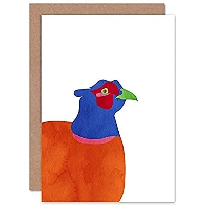 Image of Artery8 Bright Pheasant Bird Sealed Greeting Card Plus Envelope Blank inside
