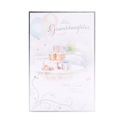 Image of UK Greetings Birthday Card for Granddaughter Cake Design Thinking of You Range