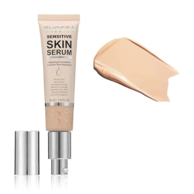 Image of PHOERA Hydrating Serum Foundation, Hyaluronic Acid, Allantoin, Vitamin E, Tea Tree Oil Ideal For Dry And Sensitive Skin 12HR Hydration, Medium Coverage, (NUDE, 30ml)