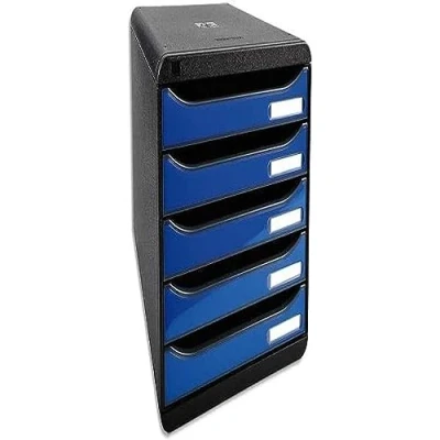 Image of Exacompta Ref 3097279D BIG BOX PLUS Desktop Drawer Set 5 x 43mm Drawers, Suitable for A4+ Documents, 347 278 271mm, 100% Recycled Plastic Light Grey