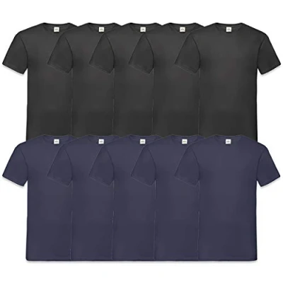 Image of Fruit of the Loom Men&#039;s V Neck Valueweight T Shirt (Pack 10) Multicolour XX Large