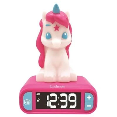Image of Lexibook RL800UNI Children&#039;s Night Light, Luminous, Unicorn Sound Effects, Clock, Alarm for Girls, Snooze, Pink Color,
