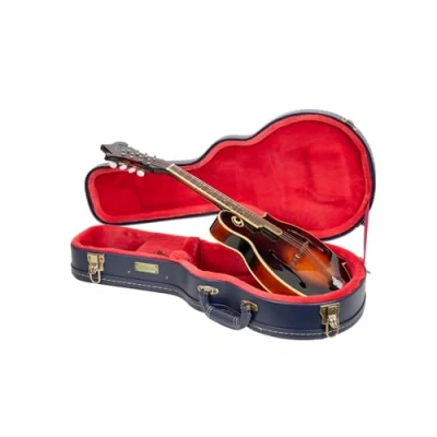 Image of Crossrock Relief Series Wooden Case for F Style Mandolin, With Highly Textured Surface, Mink Imitation Fleece, Stainless Steel Latches Ocean Blue (CRW630MFOB)