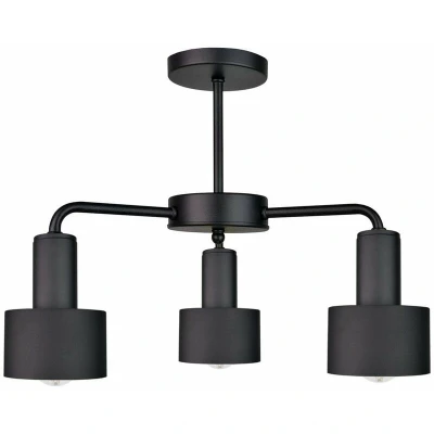 Image of Luce Multi Arm Semi Flush Ceiling Light Black, 44cm, 3x E27