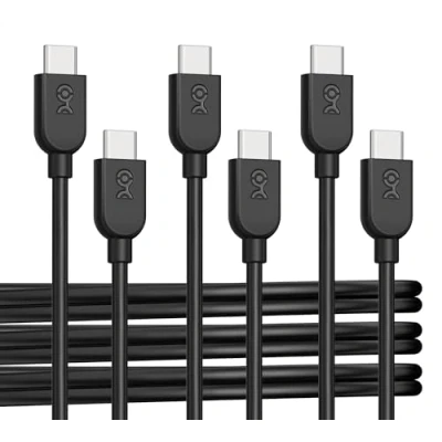 Image of Cable Matters 3 Pack Extreme Flexible Short USB C Charging 0.3m in Black, Support 60W PD, Apple CarPlay, Android Auto, to for iPhone 15/15 Pro/15 Pro Max, iPad, Galaxy S23