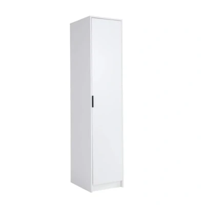 Image of Home Source Bedroom Compact 1 Door Wardrobe, Clothing Hanging Rail, Shelf Storage, White