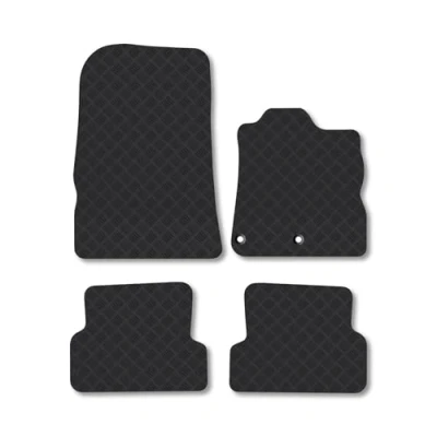 Image of Rubber Car Mats Compatible with Renault Grand Modus (2008 2012) Tailored Fit Floor Set Accessory Black Custom 4 Pieces Clips Anti Slip Backing, Heavy Duty &amp; Waterproof