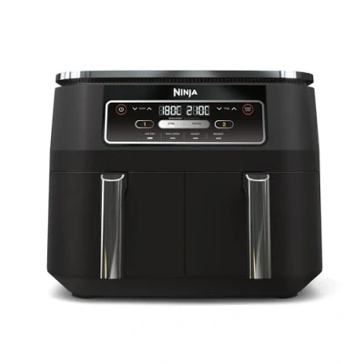 Image of Ninja Foodi Dual Zone Digital Air Fryer, 2 Drawers, 7.6L, 4 in 1, Uses No Oil, Fry, Max Crisp, Roast, Reheat, Non Stick, Dishwasher Safe Baskets and Crisper Plates, Black AF200UK