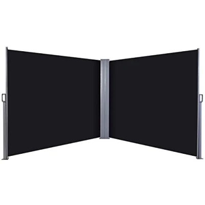 Image of Outsunny 600 x 180 cm (HxL) Retractable Awning Double Canopy Side Privacy Protection Sun Shade Blind w/Steel Frame Versatile Use In Garden Patio Black