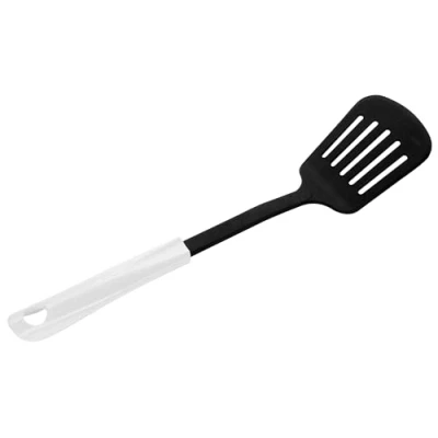 Image of Fackelmann ARCADALINA Slotted Turner, Flipping &amp; Turning, Cooking Spatula, Fish Slice, Burger Flipper, Egg Anti Scratch, Non Stick, Heat Resistant, Dishwasher Safe, Black White, 33.5x8x4.5cm
