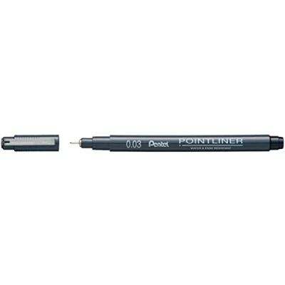 Image of Pentel Pointliner S20P 03A Fineliner Waterproof and Non Fast, 0.03 mm, Black