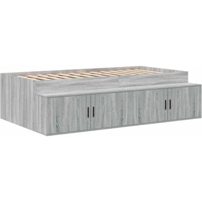 Image of vidaXL Storage Bed Frame Grey Sonoma 80x200 cm