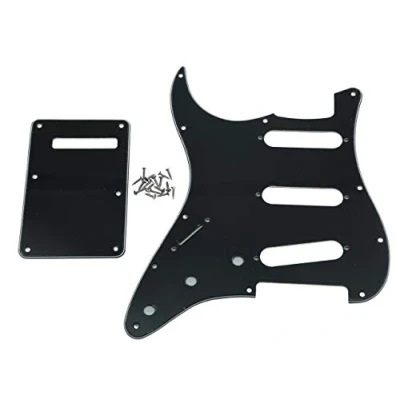 Image of Dopro Lefty ST Strat SSS Pickguard Left Handed Tremolo Trem Cover Back Plate for USA/Mexican FD White Pearl