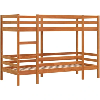 Image of vidaXL Bunk Bed without Mattress Wax Brown 75x190 cm Small Single Solid Wood Pine