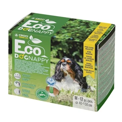 Image of Croci Eco Dog Nappy Biodegradable Male Diapers Underpants for Pee Hygiene Band Dogs, Anti odour, Disposable, 12 Pieces, Size M, 40 50 CM