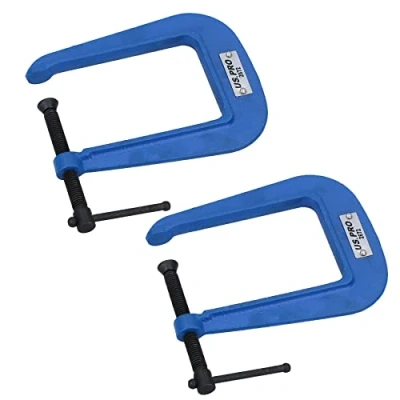 Image of 2 (50mm) Deep Throat (3 1/2&quot;) G Clamp Grip Holder Vice Clamping Pack