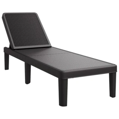 Image of vidaXL Adjustable Sun Lounger Black Polypropylene Outdoor Recliner Chair with 4 Backrest Positions for Patio/Garden/Poolside