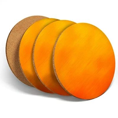 Image of Destination Vinyl 4 Set Pretty Yellow Orange Ombre Coasters Kitchen Drinks Coaster #3800