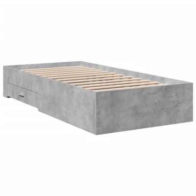 Image of vidaXL Bed Frame with Drawers without Mattress Concrete Grey 100x200 cm