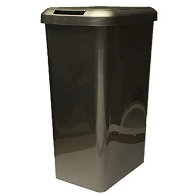 Image of 45 Litre Touch Top Kitchen Bin Rubbish Paper Waste Can Dustbin Rectangle Plastic (Silver)