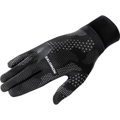 Image of Salomon Cross Warm Unisex Gloves, Convenience, Breathable warmth, Overall smart design, Deep Black, AO, Reflective Silver, XL